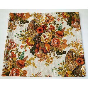 Vintage 70s throw pillow sham, orange floral, buttoned decorative cushion cover
